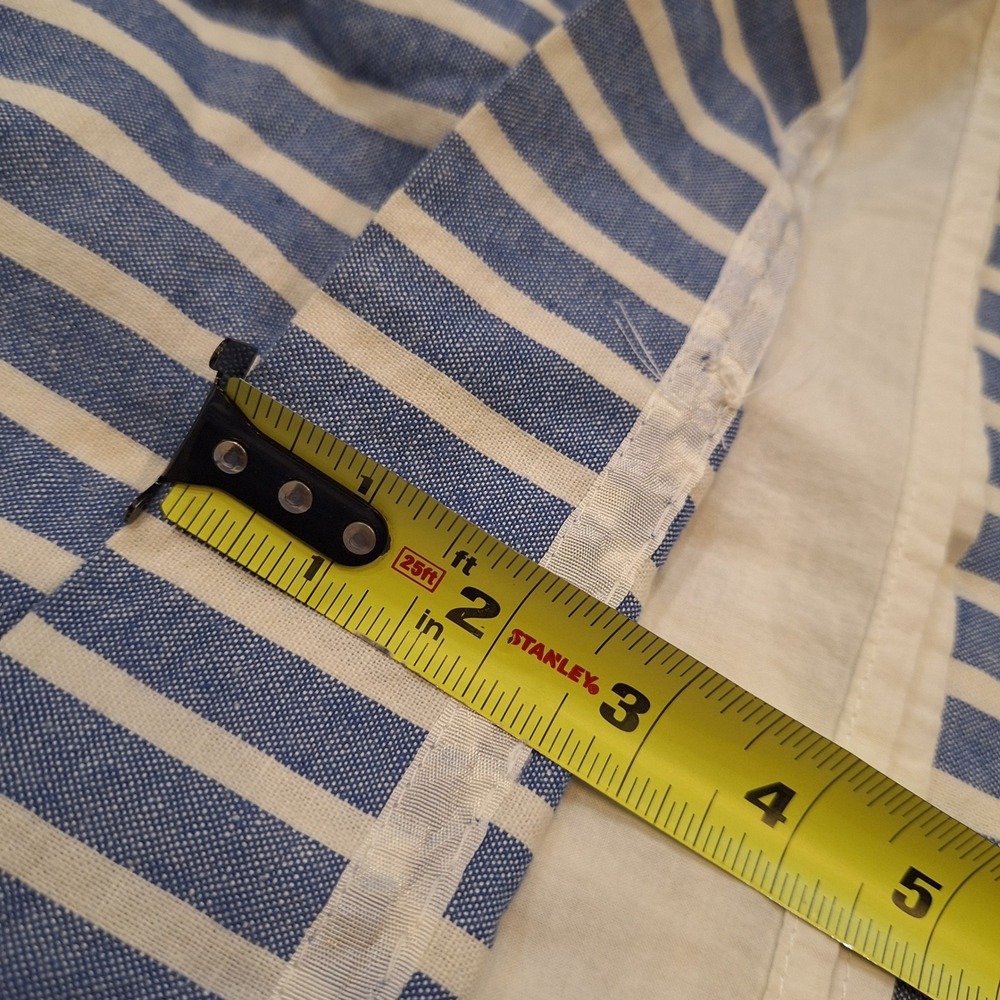 J.Crew Linen Blend Preppy Mini Skirt Sz 2 Blue Striped Paperbag Waist Lined - Picture 7 of 8